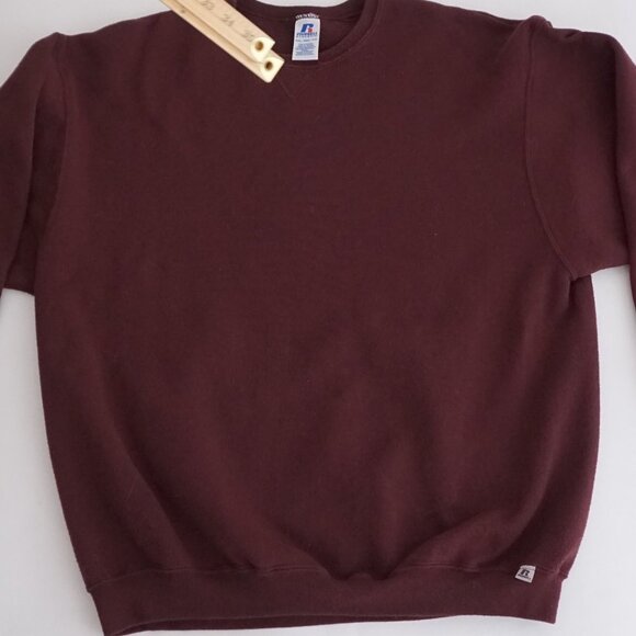 Vintage '90S Russell Athletic Maroon Blank Cotton Crewneck Sweater 2XL - Picture 1 of 7